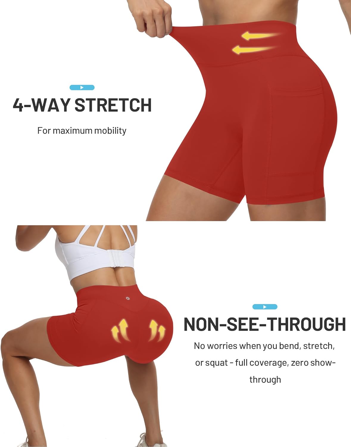 Moozava Women's Biker Workout Shorts - High Waist Tummy Control | 8"/5"/3" Spandex with Pockets