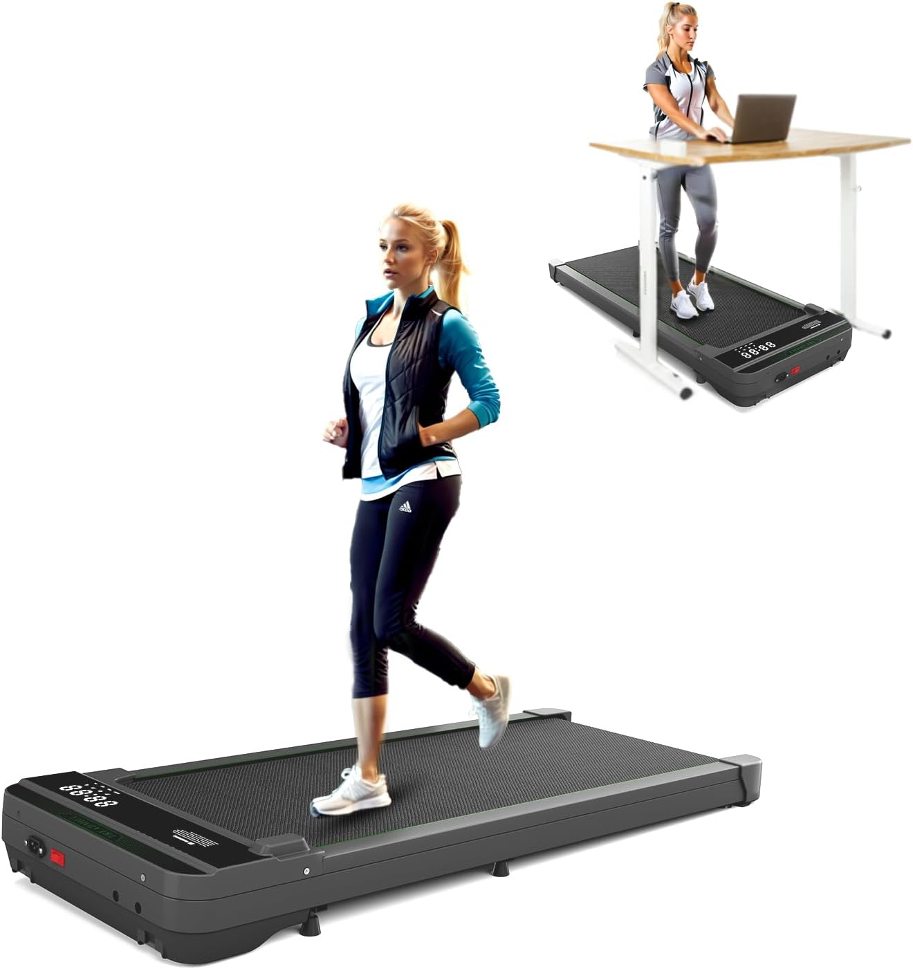 Skiennix 3-in-1 Treadmill - Portable Under Desk Walking Pad with Incline & LED Display, Remote Control