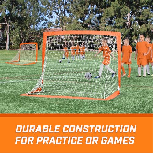 GoSports Portable Soccer Goals for Kids - Orange, 4x3 ft, Set of 2