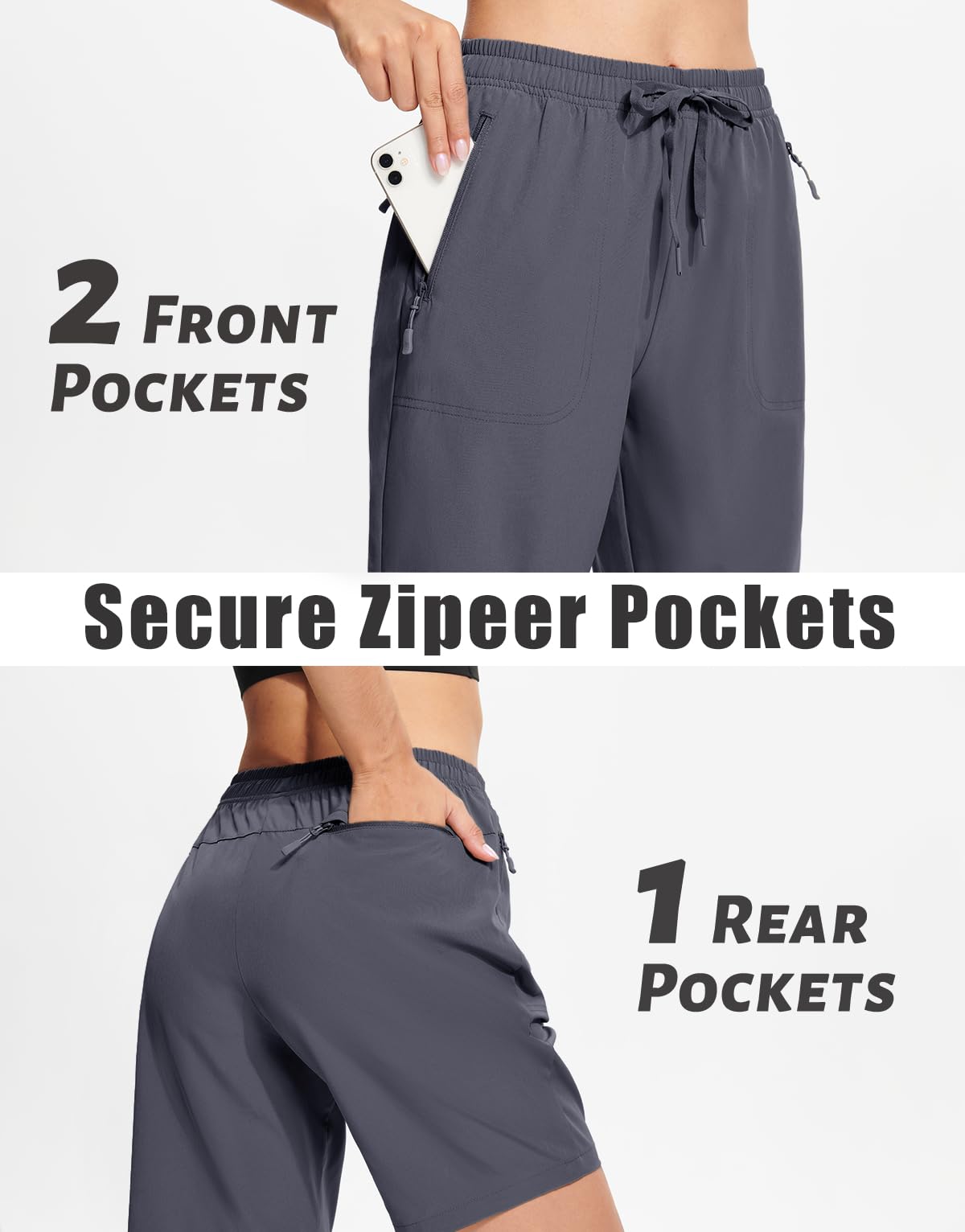 MAGCOMSEN Hiking Shorts Women Water Resistant with Pockets Quick Dry Lightweight Outdoor Golf Dark Grey L