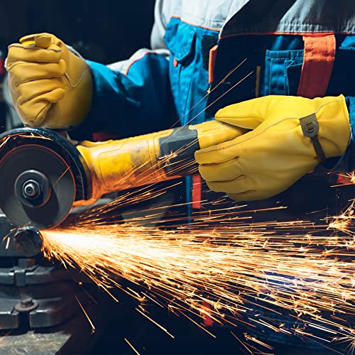 Bencailor 4 Pairs Leather Gloves for Work Leather Gardening Gloves Cowhide Durable Puncture Cut Resistant for Men Women