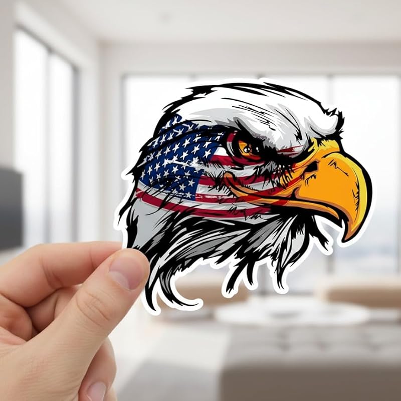 Patriotic Bald Eagle Vinyl Decal Sticker - 5 Inch