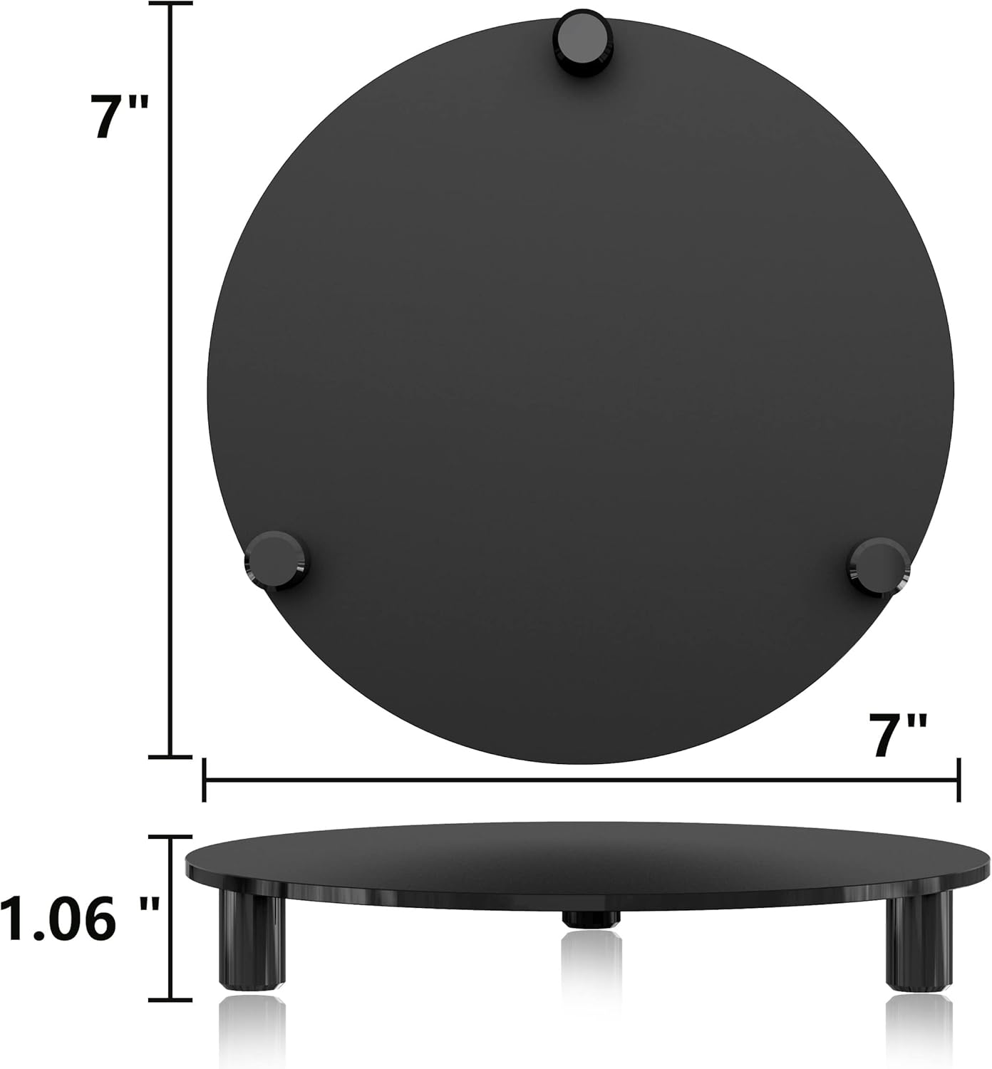 SVENJBB Black Round Pedestal Riser Board - 7 Inch 2-Pack | Decorative Acrylic Display Stand for Home & Kitchen