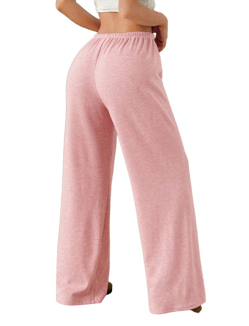 EXARUS 3 Pack Girl's Loose Straight Wide Leg Baggy Cute Sweatpants with Drawstring Elastic Waist Pockets Casual for Teen 12Y Black/Pink/White