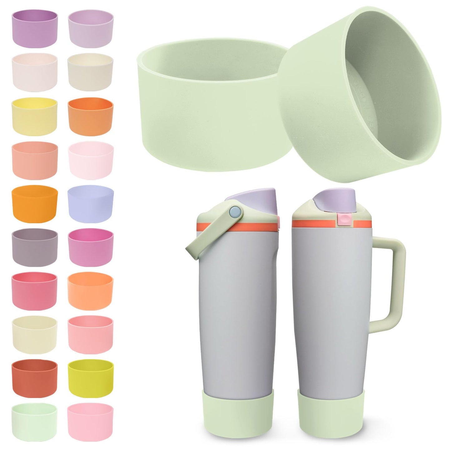 Kaitiaki 2PCS Silicone Boots for Owala 30oz & 40oz FreeSip Sway Bottles & Tumblers – Non-Slip, Scratch-Resistant, Stability Enhancer for Owala Accessories (Beach House Green)