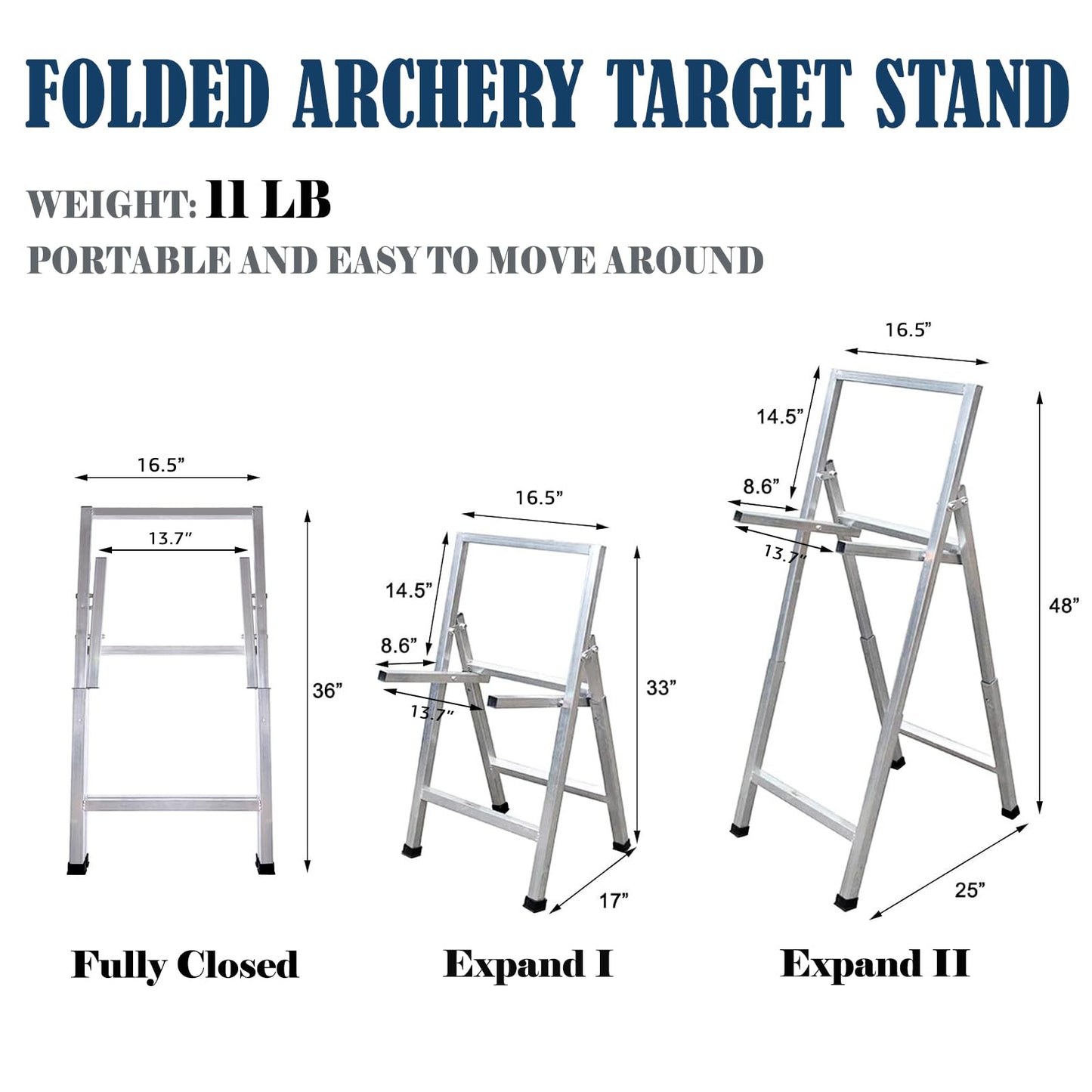 Archery Target Stand for Backyard, Foldable Metal Archery Target Stands for Straw & Point Bag Target Stand - Easy to Carry (Silver-A)