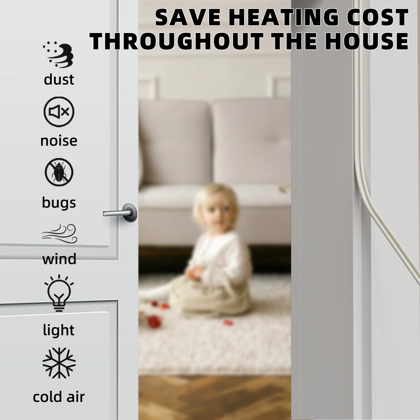 1 Pack*19.6 Ft Self-Adhesive V Shape Foam Window Weather Stripping Door Seal Insulation Strip for Winter, Soundproof Exterior Front Frame Gap Filler, Draft Stopper Tape Noise Light Blocker (White)