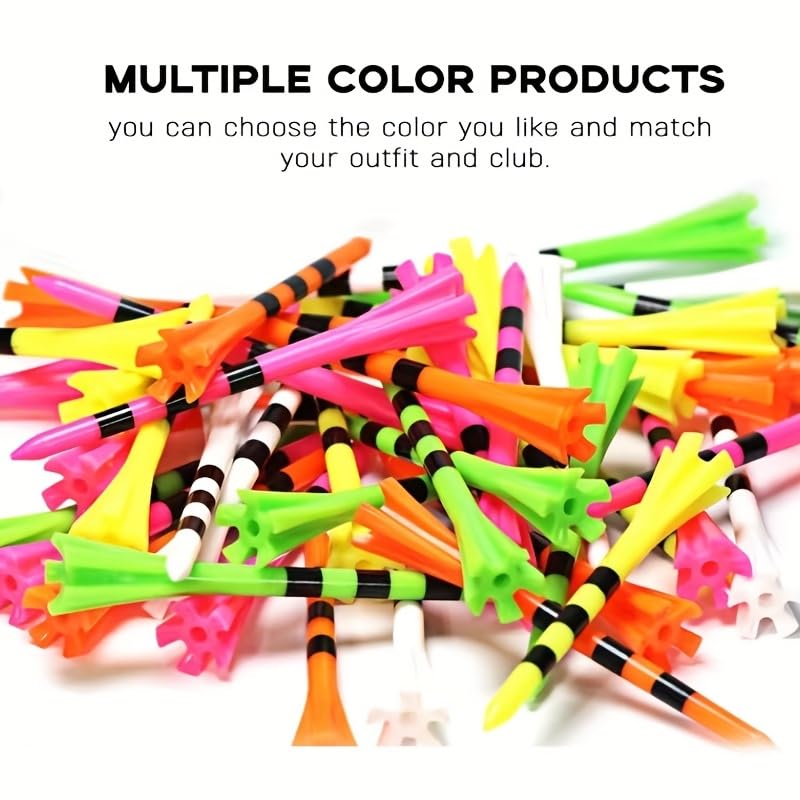 SWINGTEK 120 Golf Tees Set - 3-1/4" Long & Short Unbreakable Plastic Tees in Mixed Colors