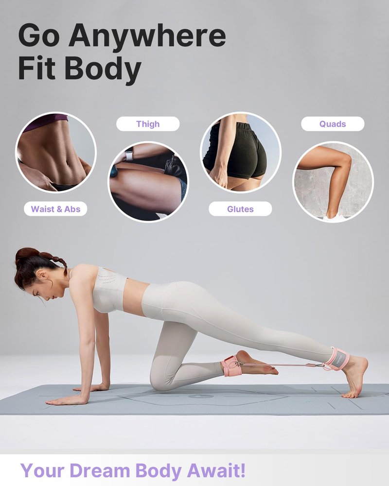 YOTTOY Ankle Resistance Bands with Cuffs, Adjustable Ankle Straps for Leg & Glute Workout, Butt Exercise Bands for Cable Machines Women, Perfect for Hip Fitness & Booty Training (Pink)