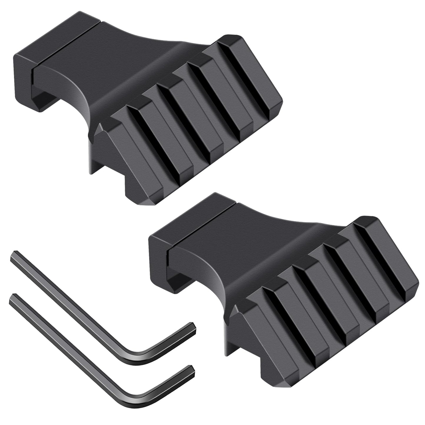 LONSEL 45° Picatinny Offset Rail Mount, 3 4 5 Slots 45 Degree Offset Picatinny Rail Mounts Aluminum Low Profile Adapter for Flashlight Laser Sight Optics (4 Slot - 2 Pack)