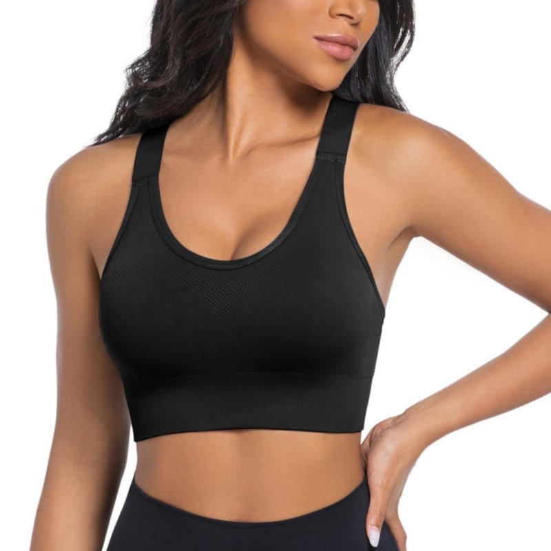 Sports Bras for Women 3 Pack,High Support Racerback Sports Bra Adjustable Straps,High Impact Padded Workout Bras for Yoga Running Athletic Gym Fitness,Black Purple Green Sports Bra Pack