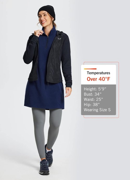 Baleaf Women's Fleece Dress - Warm Polar Quarter Zip Pullover Tunic with Pocket for Winter Travel