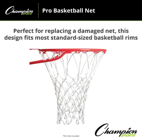 Champion Sports Basketball Net - 7mm Thick, 250g - Non-Whip Loops - White Color