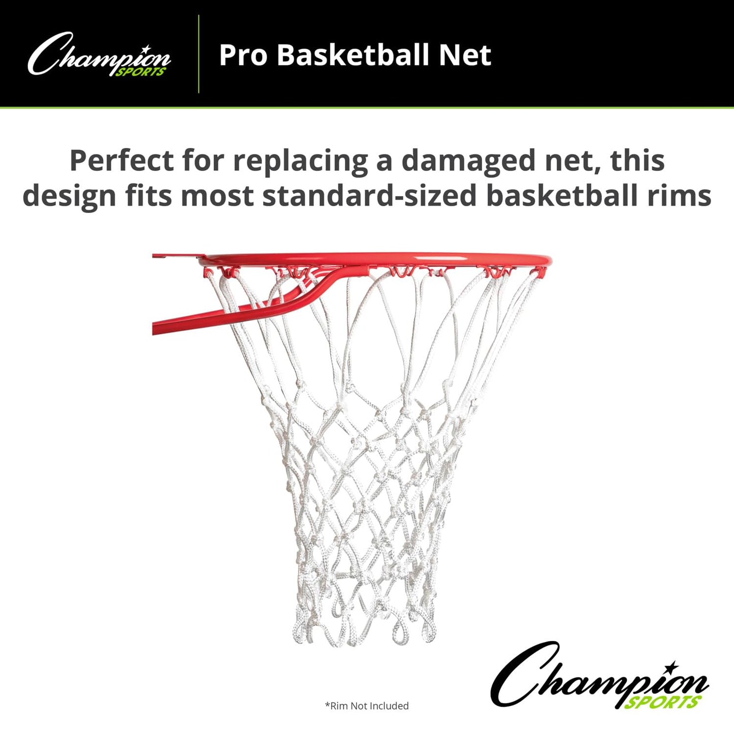 Champion Sports 7mm - 250gm - Basketball Net - Non-Whip Loops - Whiite