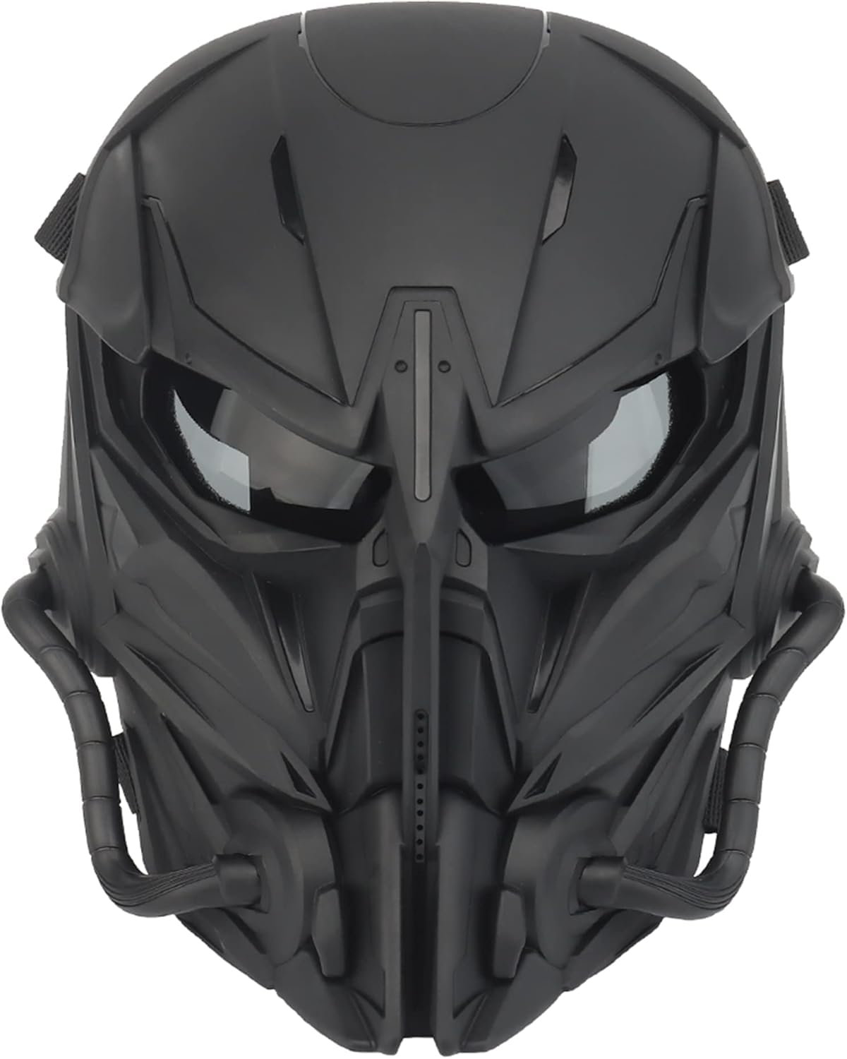 Airsoft Skull Full Face Protective Mask,Gray Lens for Cs Wargame Halloween Cosplay Costume PartyTactical Airsoft Mask (Black)