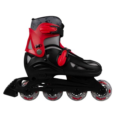 Hyper Youth Boys 2-in-1 Adjustable Roller Skates – Red/Grey, Convert Between Inline & Quad for Versatile Fun, Easy Push-Button Fit Adjustment, Durable Construction, Smooth Rolling Wheels & Dual Brakes