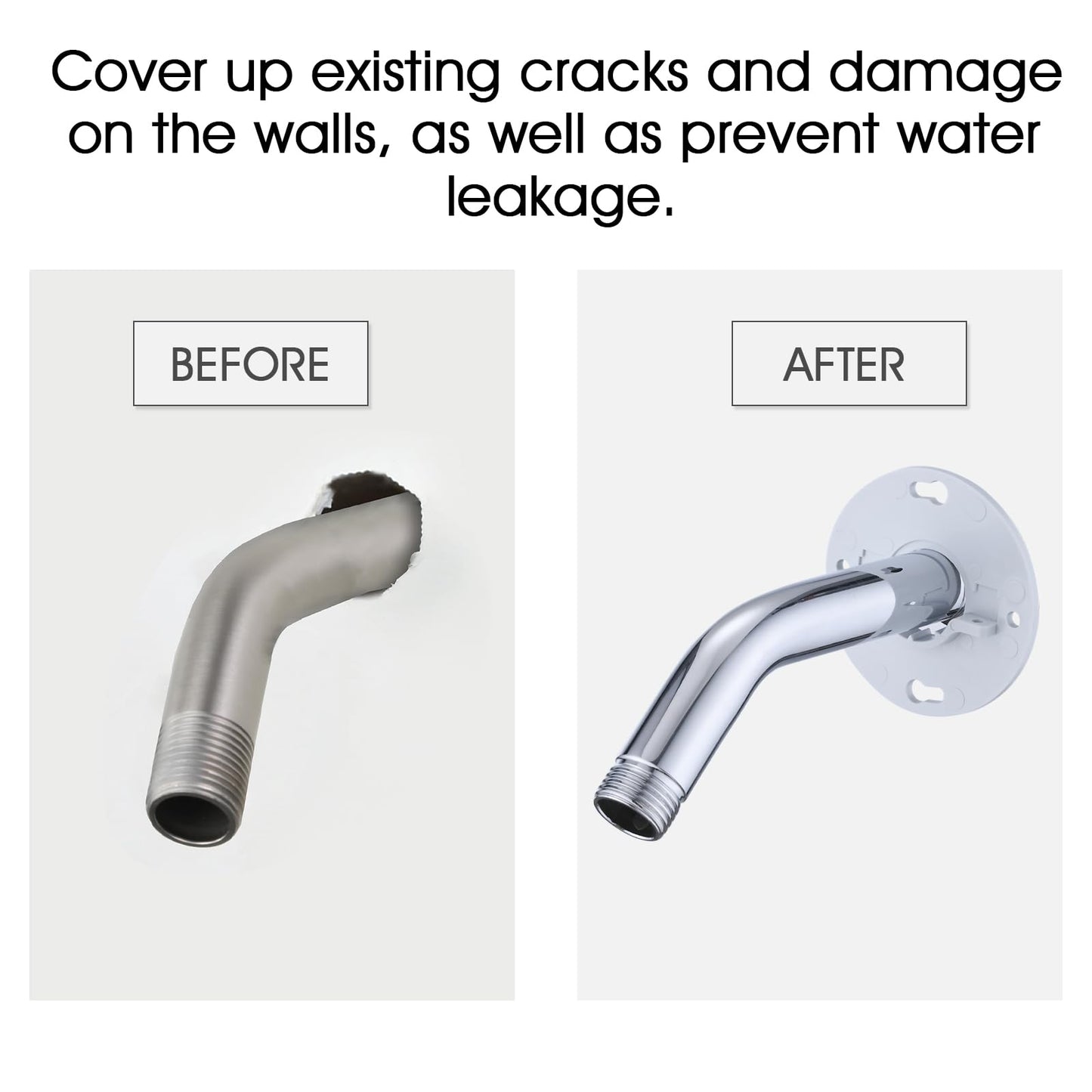 RAINREVIVE Chrome Shower Arm Flange, Shower Arm Stabilizer Bracket and Flange Cover Plate