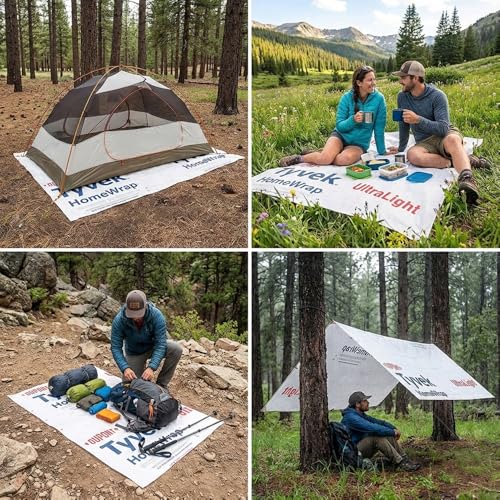 Modern Grizzly White 5ft x 8ft Tyvek Ground Sheet Tent Footprint with Grommets