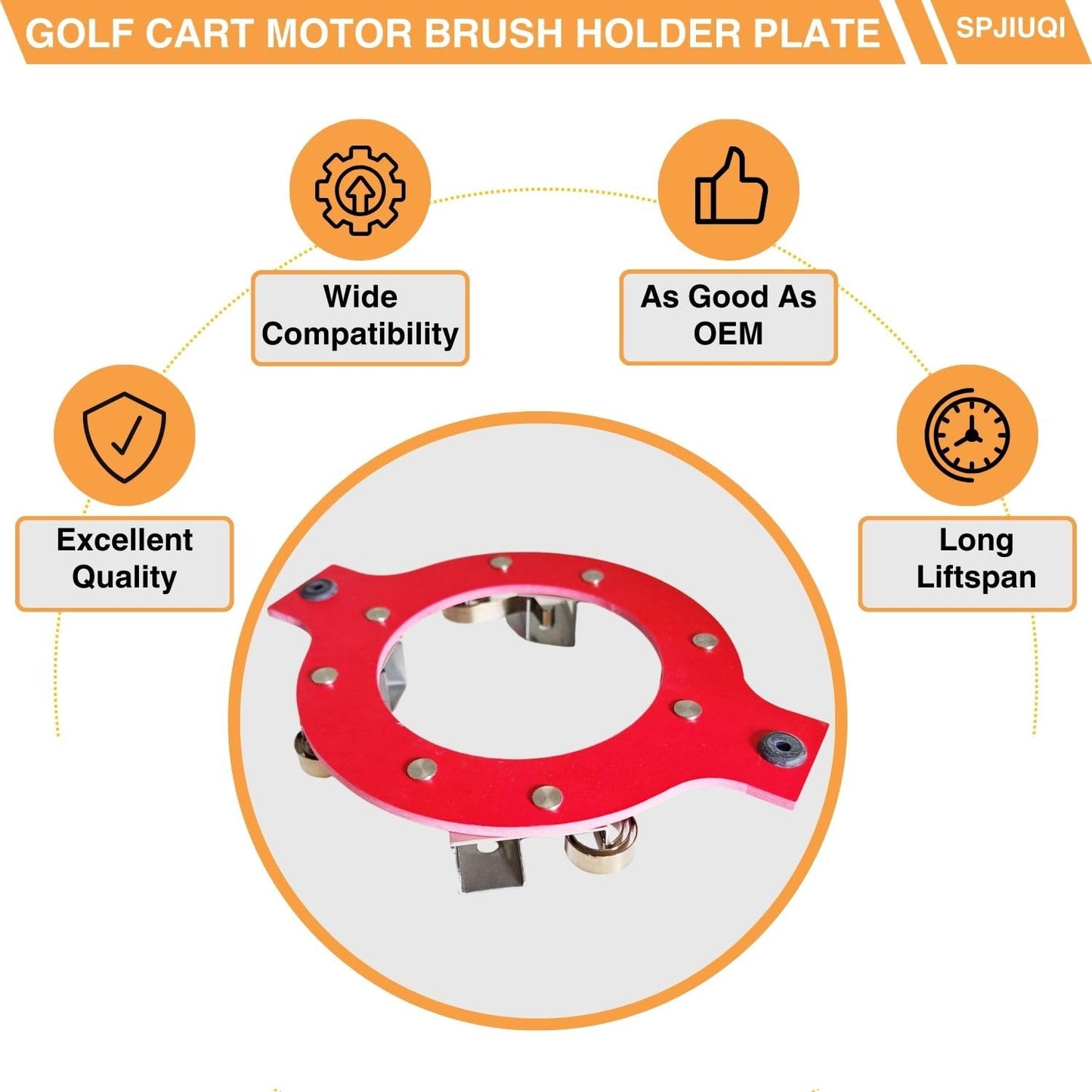SPJIUQI 1017948 103325501 Golf Cart Motor Brush Holder Brush Plate with Springs for 58 or 59 JBS/GE Moter 1994-UP Brush Mech Rigging