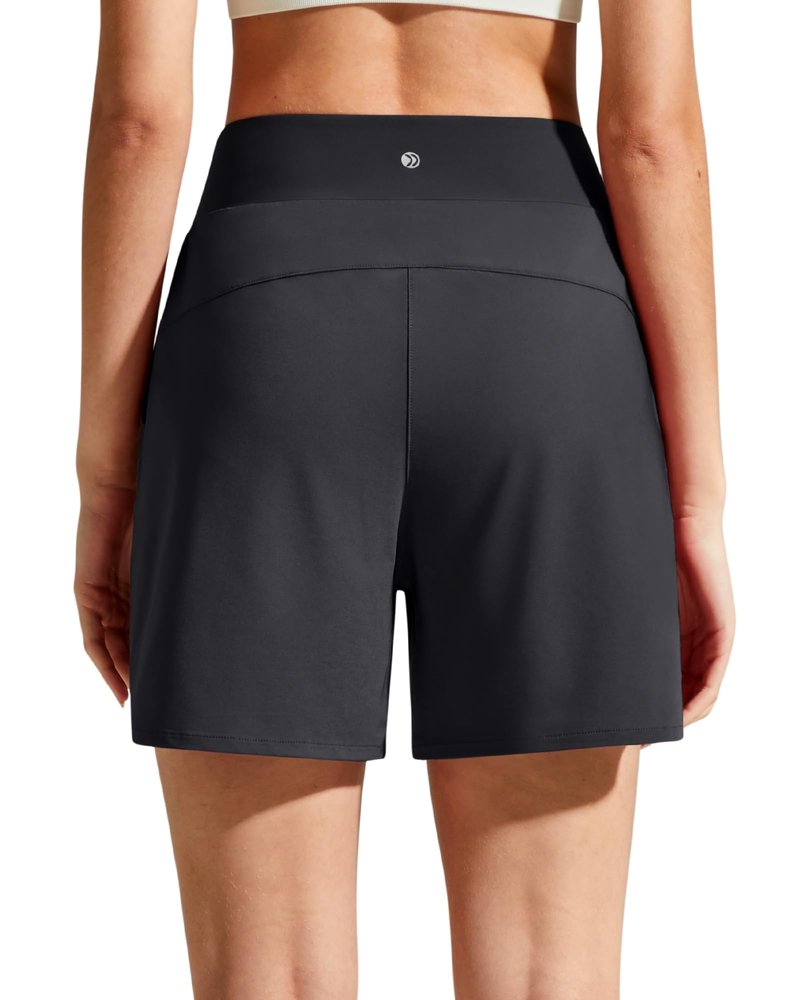 G4Free Running Shorts for Women with Liner High Waist Quick Dry Athletic Workout Shorts with Pockets for Gym Training (Black,M)