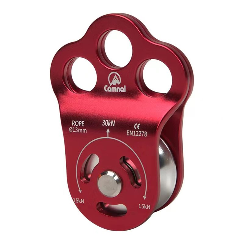 AXUYU Climbing Pulley 30KN Three Holes Ball Bearing Single Pulley Rock Climbing Pulley for 13mm Rope Hauling, Rock Climbing, Rescue Applications, Zipline Sports Etc