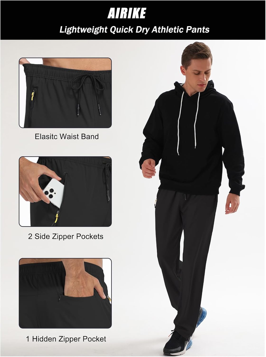 Skiennix Men's Hiking Pants - Water-Resistant, Quick-Dry, Lightweight with Zipper Pockets
