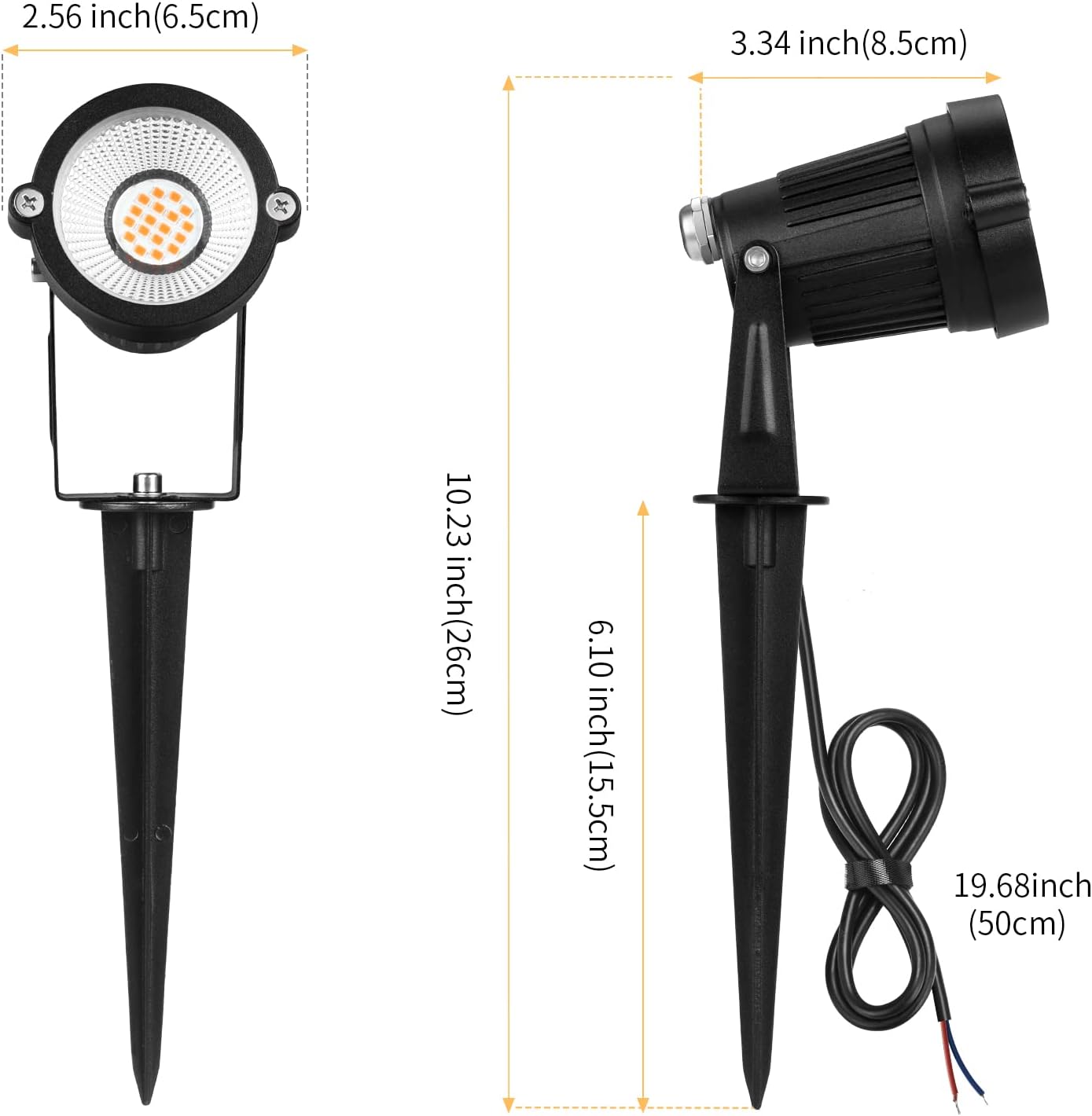 7W LED Low Voltage Landscape Lights - 700LM Warm White Spotlights for Garden Pathway | IP65 Waterproof | 12V/24V | 6 Pack