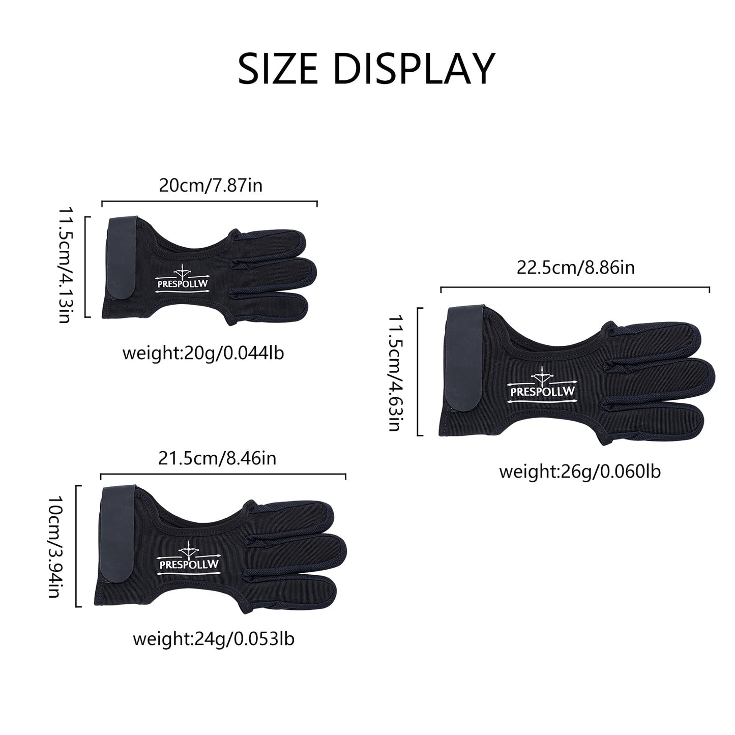 Prespollw Archery Glove Three-Finger Guard – Protective Shooting Glove for Men & Women, Ideal for Recurve & Compound Bow Hunting and Target Practice (Large)