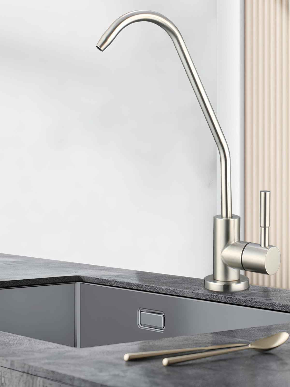 Drinking Water Faucet,Easy to Install Lead-Free Sink RO Faucet,Water Filter Faucets for Kitchen Bar Sink,Brushed Nickel SUS304 Reverse Osmosis Faucets