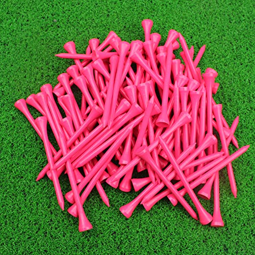 Bamboo Golf Tees 3-1/4" Hot Pink - 100 Pack Durable Accessories