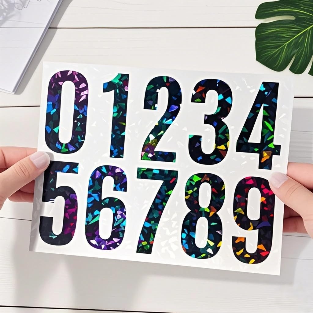 Jiepuxiter 10 Sheets Reflective Vinyl Mailbox Number Stickers,Self-Adhesive Address Labels for Cars, House Doors, Windows & Metal Mailboxes (Black, 4 inch)