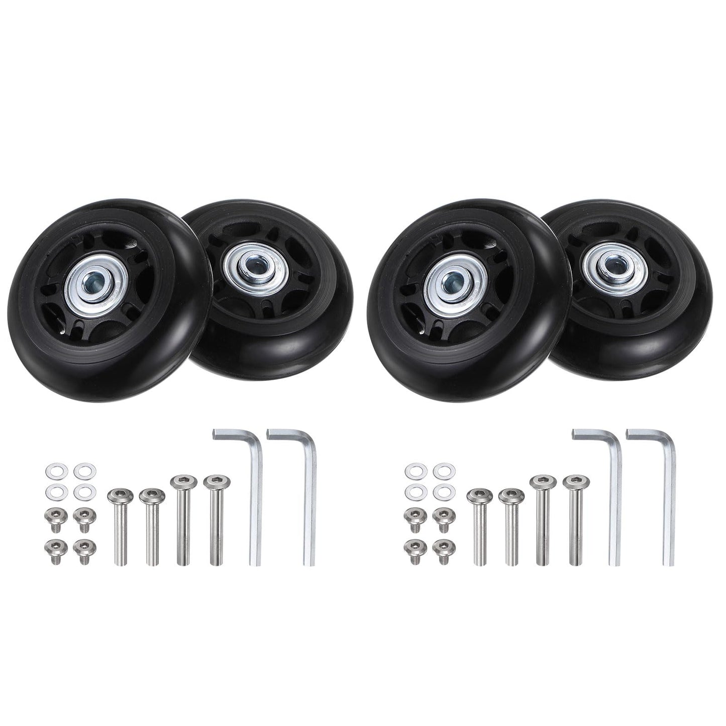 uxcell Replacement Luggage Wheels 68x24mm Suitcase Wheel Repair Kits Include 4 PU Bearing Wheels & Washers, Wrenches & Axle Screw for Trolley Bag, Inline Skate and Caster Board