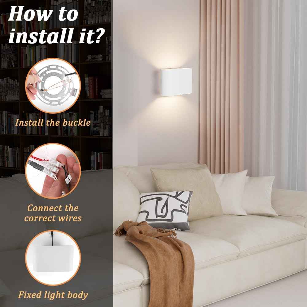 Modern Black LED Wall Sconces Set of 2 - Hardwired Up & Down Indoor Lights for Living Room, Bedroom, Hallway - Warm White 3000K (Includes G9 Bulbs)
