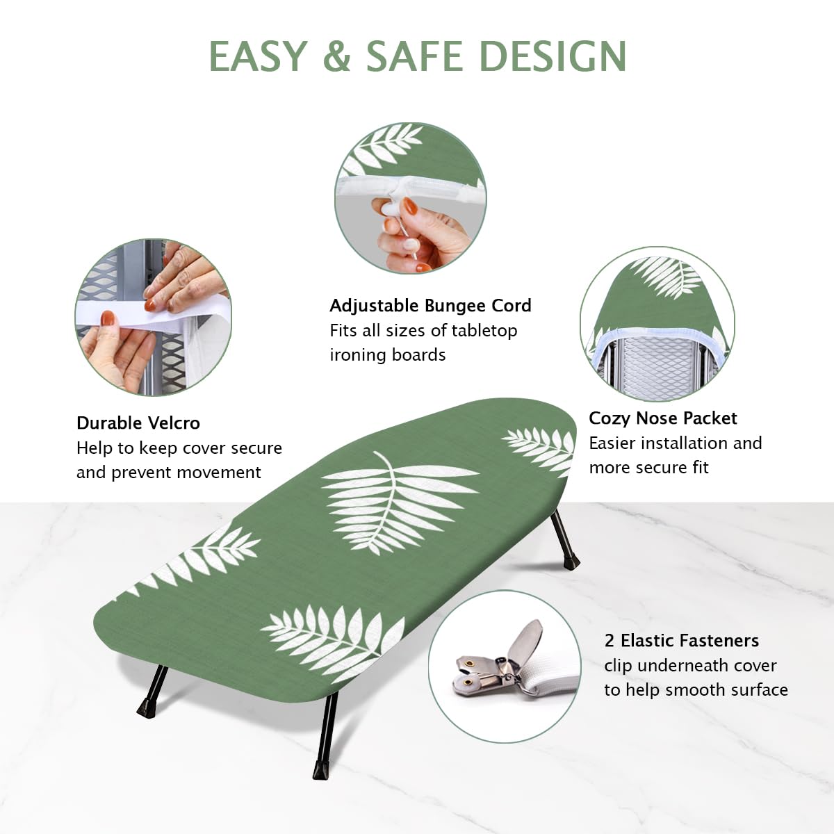 SheeChung 12.5"x32" Small Ironing Board Cover and Pad,Fits Mini Table Top Ironing Board,Extra Thick Padding,Elastic Cord&Fasteners,Heat Resistance(Ironing Board Not Included)