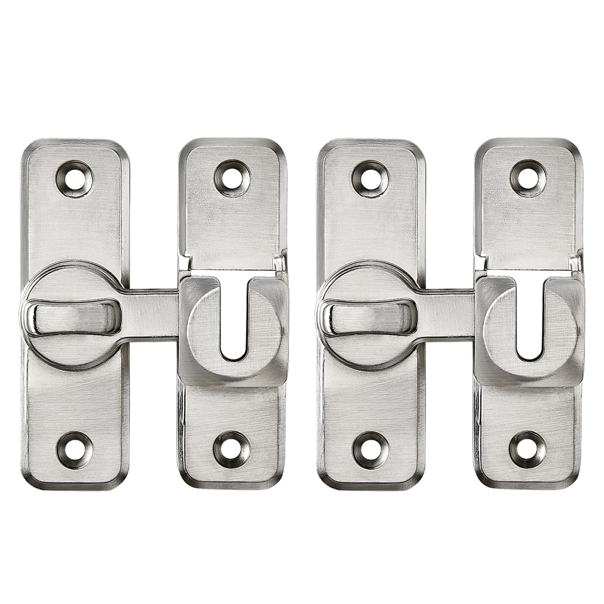INIRET Silvery Enhanced Security Flip Latch Lock - Heavy-Duty 90/180 Degree Sliding and Swing Door Latch for Barns, Gates, and More