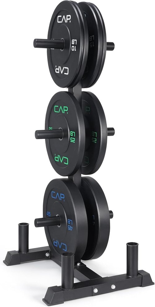 CAP 2-Inch Olympic Bumper Plate Weight Set - 100-370 lbs | Multiple Colors Available | Optional Storage Rack