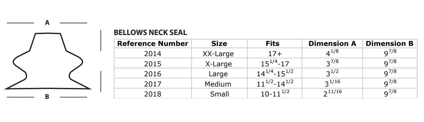 Gear Up Guide Bellows Latex Neck Seal for Drysuit Trimmable, X-Large / 15.25" - 17" Neck