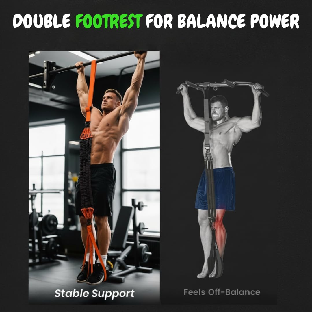 Adjustable Pull Up Assistance Bands with Foot and Knee Support, Heavy Duty Resistance Bands for Pull Up Bar, Full Body Strength Training System for Home Gym, Pull Up Assist Bands with Handles and Bag