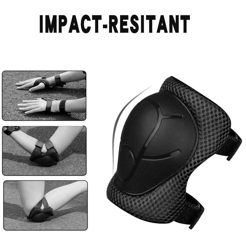 Protective Gear Set, Knee Pads for Kids 3-10 Years Old, Toddler Elbow Pads, Wrist Guards, Skating Cycling Bike Rollerblading Scooter (Black, Small（3-8years)