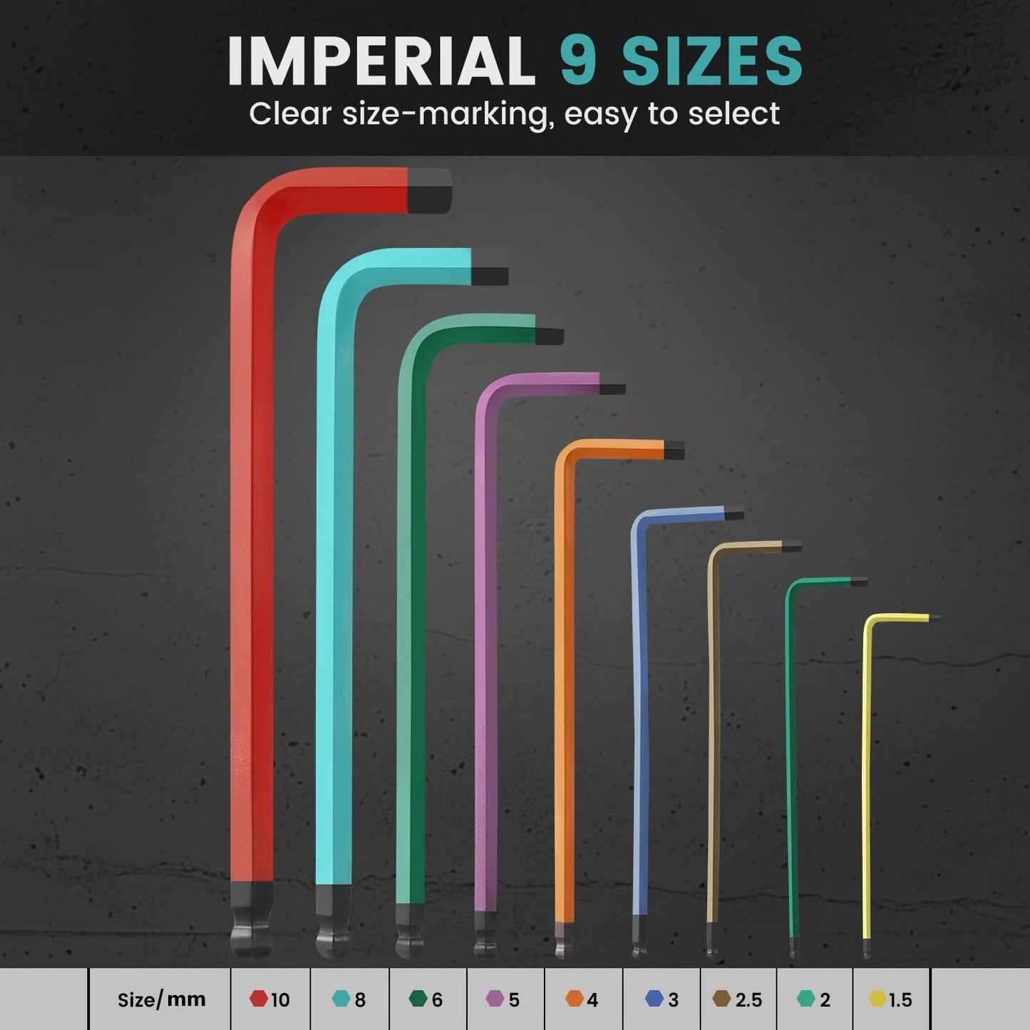 GURADESIGN 19-Piece Allen Wrenches Set, Hex Key Set,Metric and SAE Allen Key Set Extra Long with Ball End T-Handle, MM(1.5mm-10mm),SAE(5/64"-3/8") Chrome Vanadium Steel
