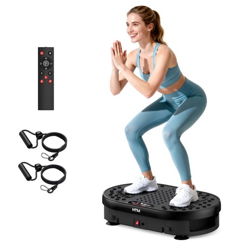 HTM Vibration Plate Exercise Machine with 120 Speed Levels, 9 Program Modes and Remote Control - 15 Min Timer, 300 lbs Capacity Vibrate Stand Shake Board for Full Body Workout, Fat Burner and Toning