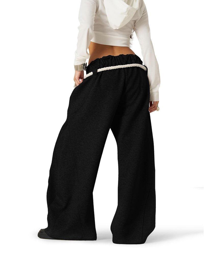 Aelfric Eden Super Baggy Barrel Sweatpants Wide Leg Pants for Women Men Casual Elastic Waist Unisex Lantern Trouser Pants Black XL