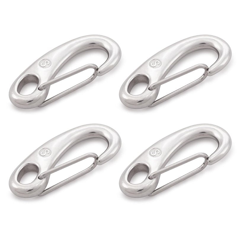 SHONAN 2.75 Inch Marine Carabiner Clips, 4 Pack Stainless Steel 316 Clips Boat Fender Hooks, Snap Hooks for Bucket, Camping, and Hiking 160 Lbs
