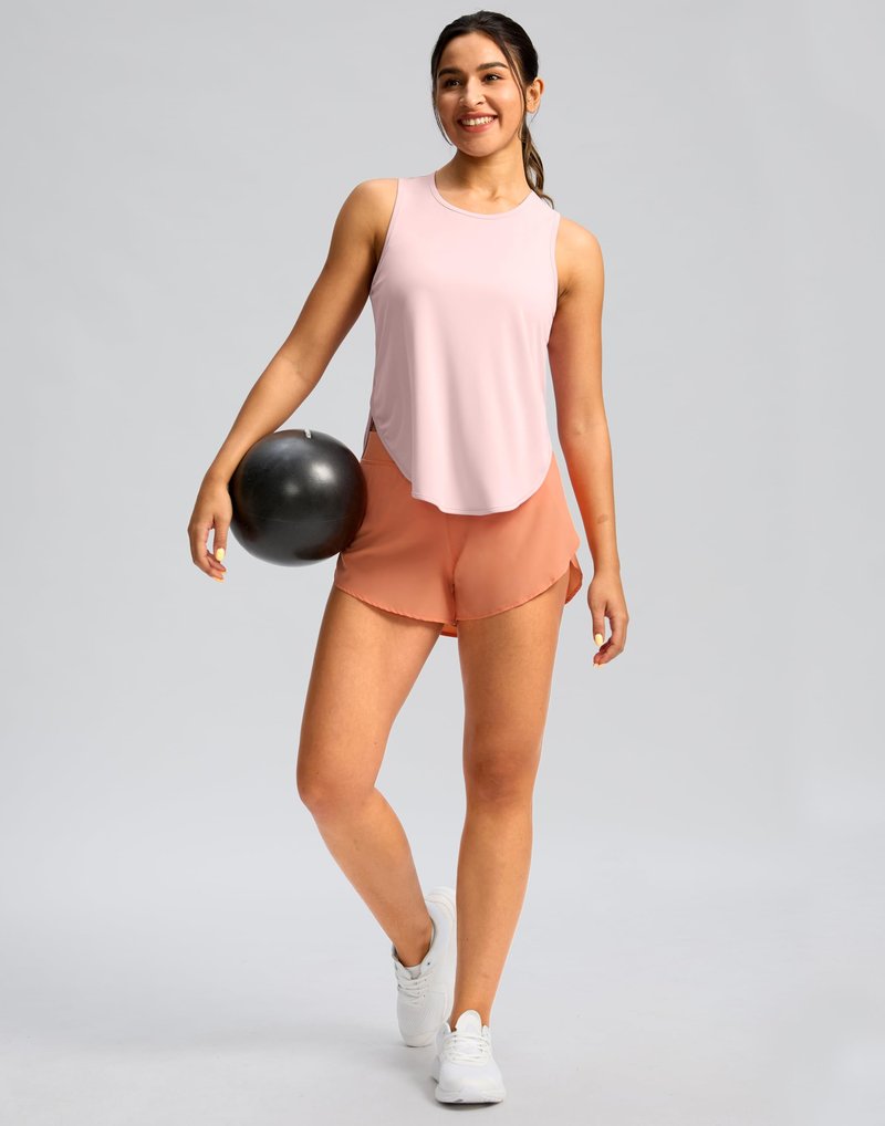 Soothfeel Women's Workout Tank Tops Racerback Sleeveless Running Tennis Shirt Loose Fit Sports Gym Exercise Yoga Athletic Top (Cornus Pink, M)