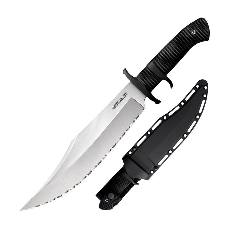 Cold Steel Marauder Fixed Blade Tactical Bowie Knife with Sheath, Serrated
