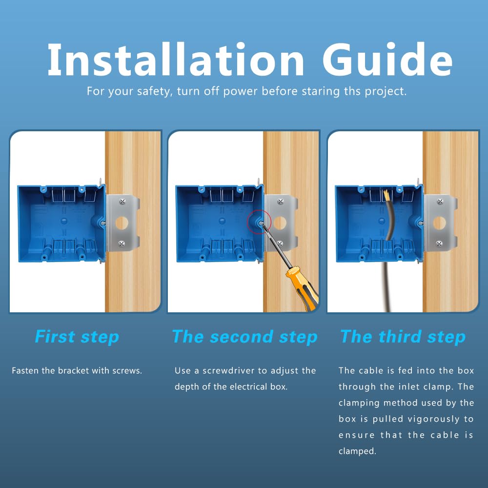 XGGYA 2 Gang Electrical Box Adjustable,Blue Electrical Boxes Plastic,34 Cubic Inch Plastic Outlet Box for Flexibly Adjusted,AWG Standard(1 Pack)