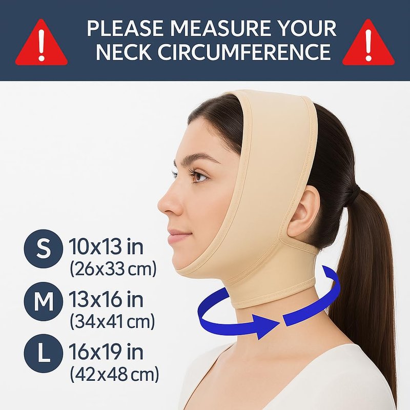 V T VARITEKS Post Surgical Chin Strap Bandage for Women - Neck and Chin Compression Garment Wrap - Face Slimmer, Jowl Tightening (M)