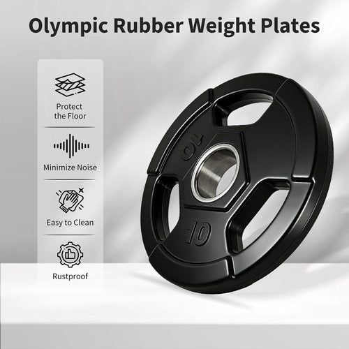 Garvee Olympic Weight Plates - 10-55 lbs Rubber Encased Iron for Low Noise & Floor Protection | Home Gym Essentials