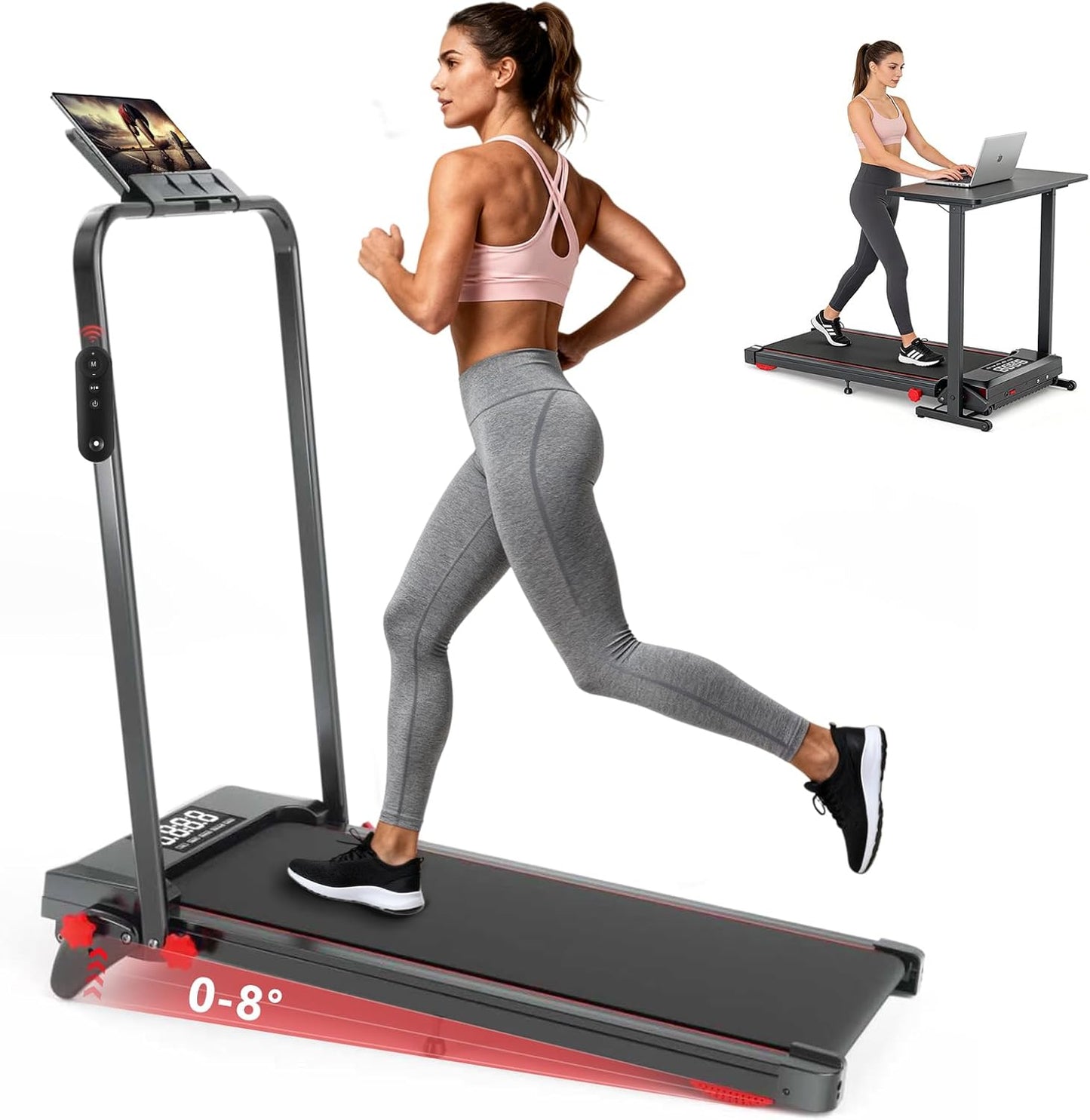 Walking Pad Treadmill - Foldable Under Desk Design with Incline & Remote Control | 7.5MPH for Home Office