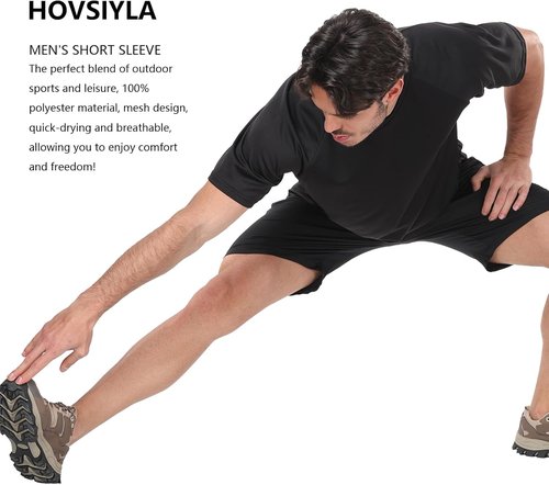 HovSiyla Running Shirts for Men - Breathable Dry Fit Athletic Tops | 1/5 Pack Cool Gym Tees
